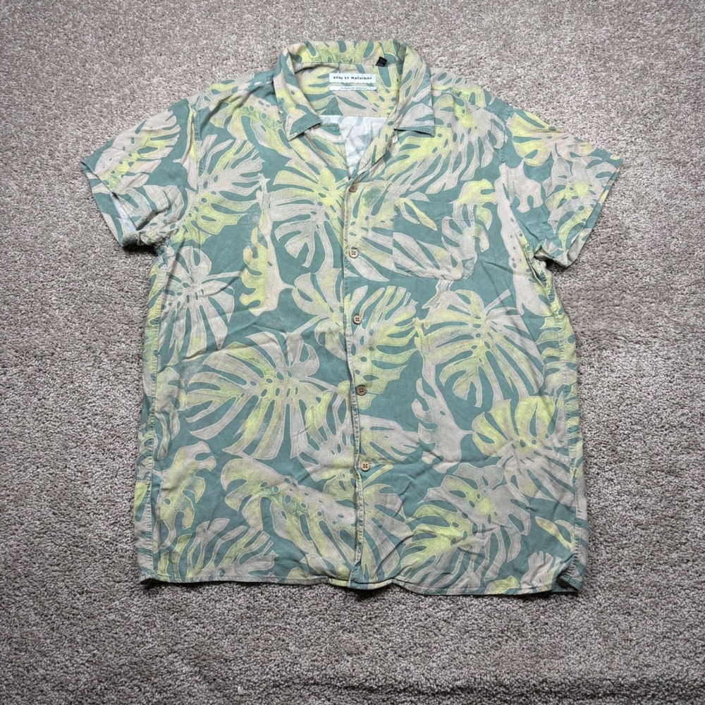 Deus Ex Machina Mens XL Dean Gleeson Monstera Leaf Tropical Short Sleeve Shirt